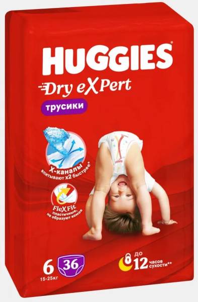 Трусики-подгузники Huggies Dry Expert M-6 36шт фотография