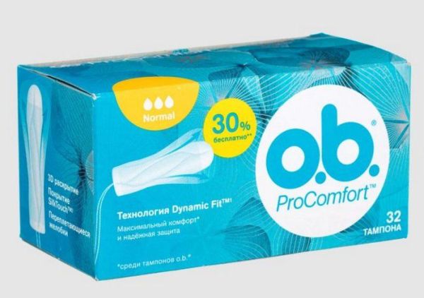 Изображение товара Тампоны o.b. ProComfort Нормал 32шт Тампоны o.b. ProComfort Нормал 32шт фотография
